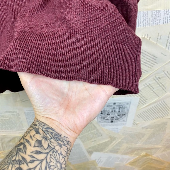 NWT Red Waffle Knit Sweater Flannel top Red/Burgundy Size XXL Or 44 - Picture 6 of 10